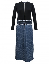 Womens dresses online: Hiromi Tsuyoshi blue denim and knit dress