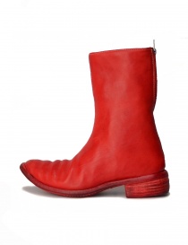 Red leather boots with spiral zip