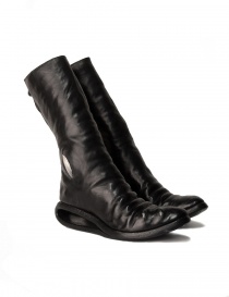 Womens shoes online: Black leather boots with metal insert