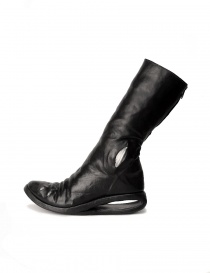 Black leather boots with metal insert