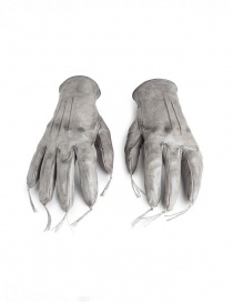 Carol Christian Poell kangaroo grey leather gloves with tassels