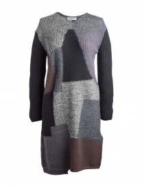 Womens dresses online: Fuga Fuga Faha black gray brown wool dress