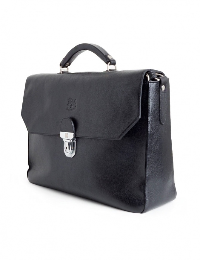 Il Bisonte Black Leather Hard Shoulder Briefcase