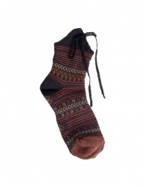 Socks online: Kapital brown socks with laces