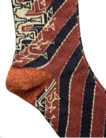 Kapital socks with black and rust stripes