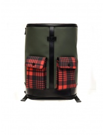 Bags online: Frequent Flyer Captain green backpack red tartan pockets