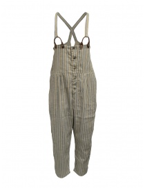 Womens trousers online: Kapital beige and light blue striped salopette