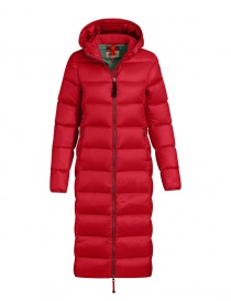 Womens coats online: Parajumpers Leah Tomato long down coat for women