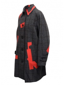 Cappotto Kolor grigio a quadri toppe rosse acquista online