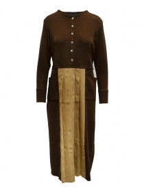 Womens dresses online: Hiromi Tsuyoshi brown and beige pleated dress