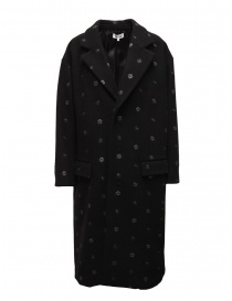Womens coats online: Miyao black coat with blue flowers