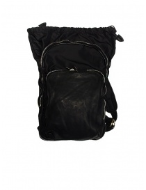 Guidi SP05 BLKT expandable backpack in black leather and nylon