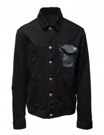 D.D.P. black denim jacket with red buttonholes for man online
