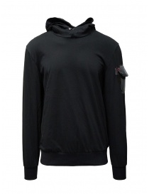 Men s knitwear online: D.D.P. black hooded sweatshirt with shoulder pocket