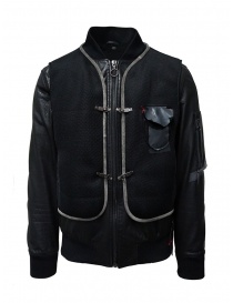 Mens jackets online: D.D.P. leather bomber with black mesh vest