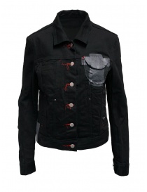 Womens jackets online: D.D.P. black denim jacket with red buttonholesse for woman