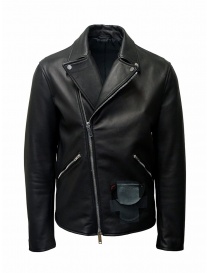 Mens jackets online: D.D.P. Iconic Brand black studded leather jacket