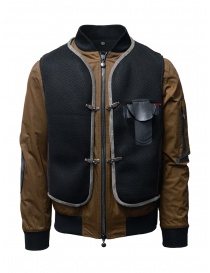 Mens jackets online: D.D.P. tobacco-colored bomber jacket with black mesh vest