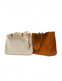 Slow Bono bag in orange leather with linen bag