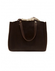 Slow Bono tote bag in brown leather and linen bags buy online
