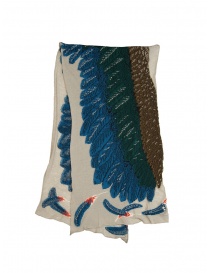 Scarves online: Kapital beige scarf with green and blue eagle
