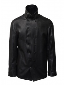 Mens jackets online: John Varvatos shiny black double-breasted jacket