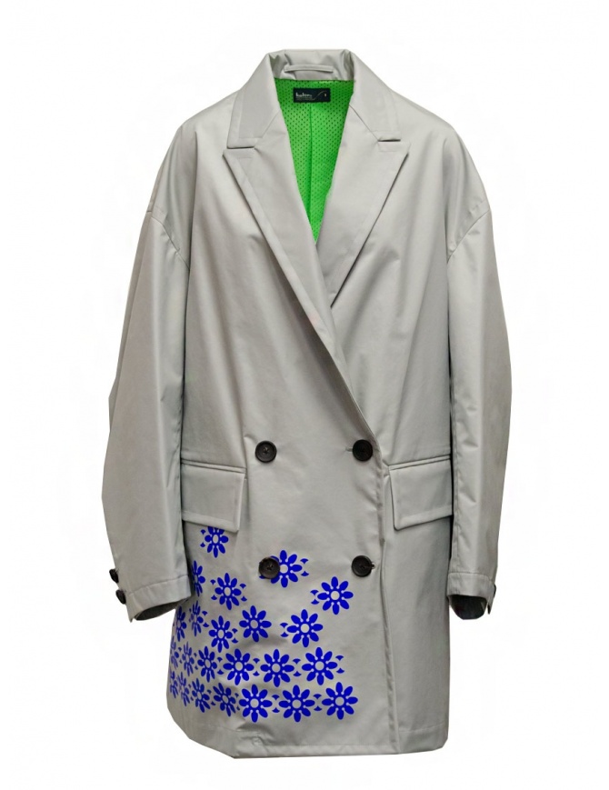 Kolor gray nylon coat with blue flowers 20SCL-C05101 GRAY womens coats online shopping