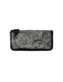 Wallets online: Gaiede black leather wallet decorated in silver