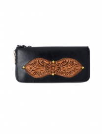 Gaiede black leather wallet decorated in natural leather online