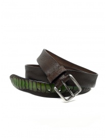 Belts online: Post & Co TC317 belt in brown and green ostrich leather