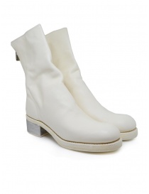 Womens shoes online: Guidi 788ZI white leather boots with metal heel