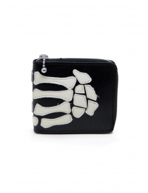 Wallets online: Kapital black leather wallet with hand skeleton