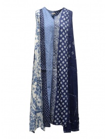 Womens dresses online: Kapital long sleeveless indigo mixed fantasy dress