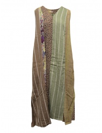 Womens dresses online: Kapital long sleeveless dress in mixed brown pattern