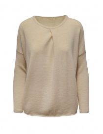 Women s knitwear online: Ma'ry'ya light beige sweater with front crease