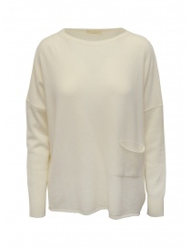 Women s knitwear online: Ma'ry'ya white pullover with pocket