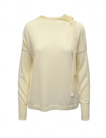Women s knitwear online: Ma'ry'ya white shirt with ribbons at the neck