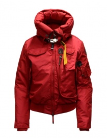 Womens jackets online: Parajumpers Gobi red hooded bomber jacket
