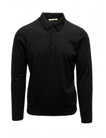 Men s knitwear online: Goes Botanical black long-sleeve polo shirt