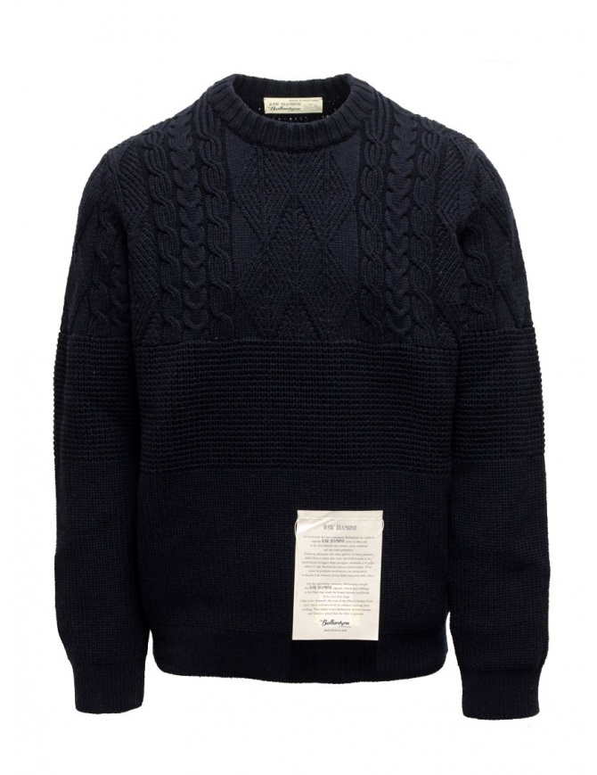 Ballantyne Raw Diamond dark blue crewneck sweater R2P061 5K022 13777 BLK-NVY men s knitwear online shopping