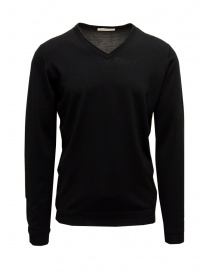 Men s knitwear online: Goes Botanical black sweater V-neckline