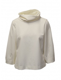 Women s knitwear online: European Culture high neck sweatshirt in ivory white mixed viscose