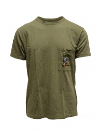 Kapital khaki green t-shirt with pocket and flags EK-1224 KHAKI order online