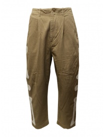 Mens trousers online: Kapital beige trousers with bones embroidered on the sides