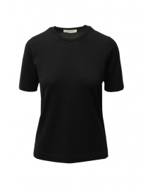 Womens t shirts online: Goes Botanical black Merino wool t-shirt