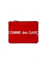 Comme des Garçons medium red leather pouch with huge logo buy online SA5100HL HUGE LOGO RED