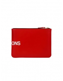Comme des Garçons medium red leather pouch with huge logo price