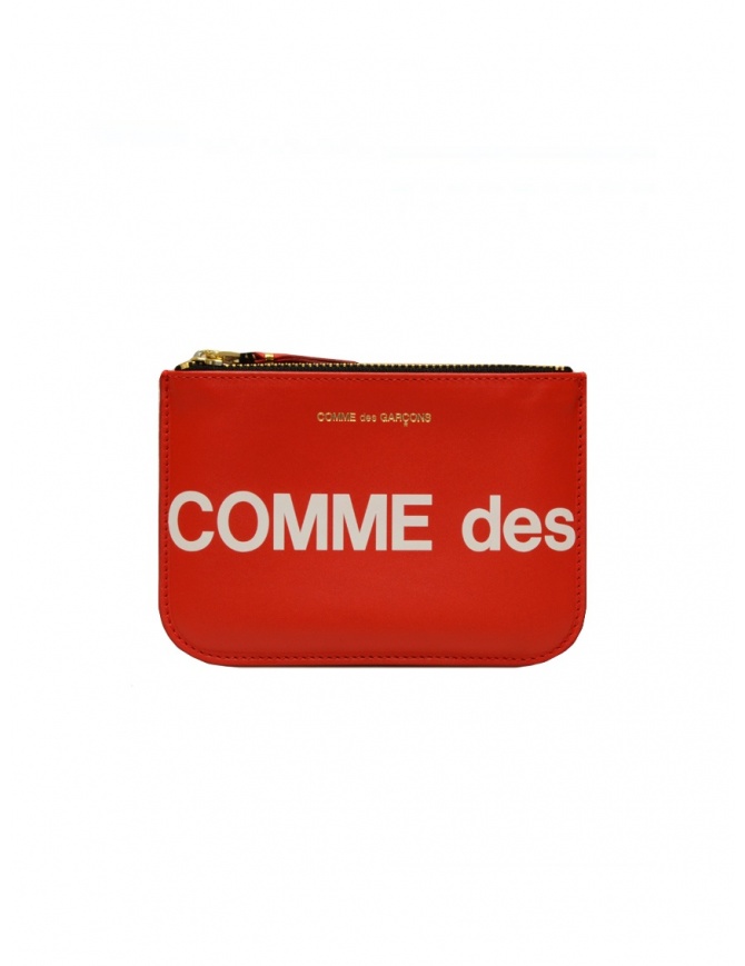 Comme des Garçons SA8100HL red pouch purse with white logo SA8100HL HUGE LOGO RED wallets online shopping