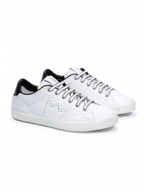 Mens shoes online: Leather Crown M_LC06_20101 white leather sneakers