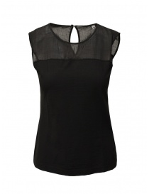European Culture black semitransparent sleeveless shirt 38MU 2777 1600 BLK order online